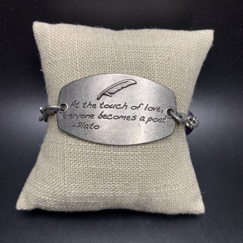 Inspirational Quote Bracelet Plato At The Touch Of Love Everyone Becomes a Poet
